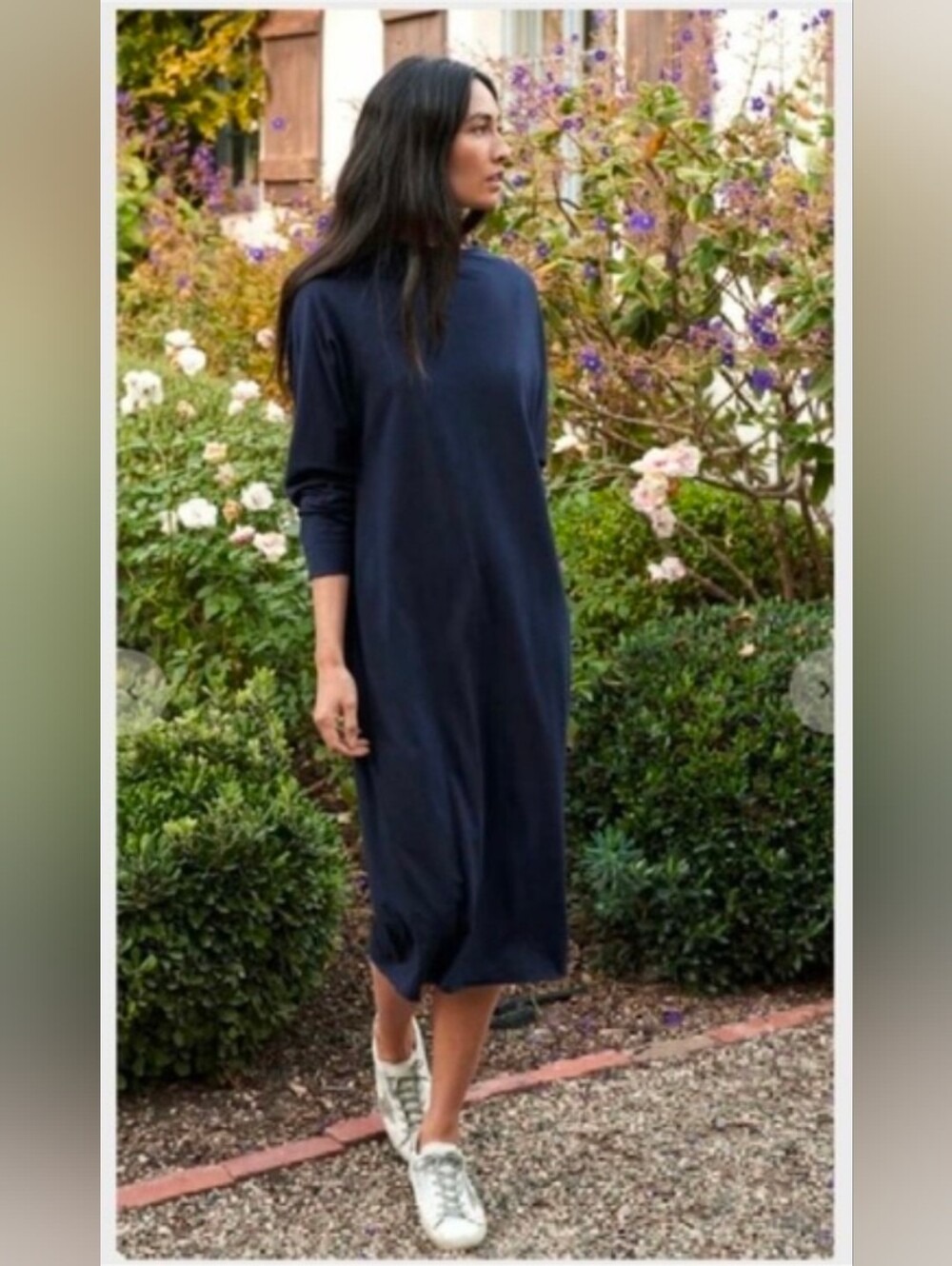 Frank & Eileen Isabelle Funnel Neck Midi Dress Jersey Midi Dress Navy